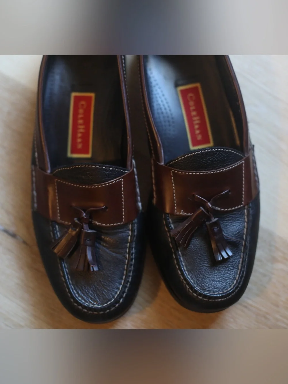 Cole Haan Two-Tone Brown Leather Tassel Loafers 9.5